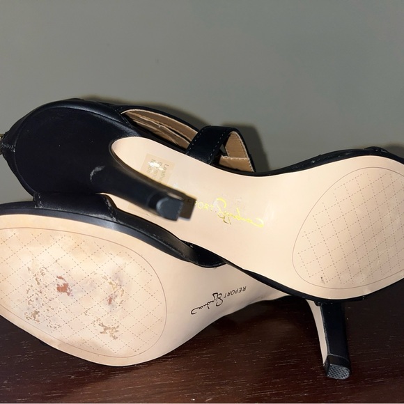 Report Signature Black Strappy Leather High Heeled Sandals Lace Up - Sz 7 - Picture 7 of 8